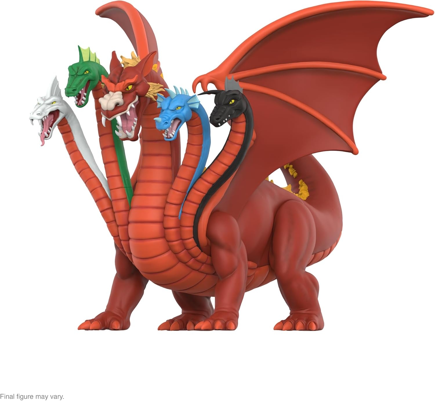 Front view of the Super7 ULTIMATES! Vinyl Tiamat, showing all five dragon heads facing forward, wings raised, and the full body in a dominant, display‑ready pose.